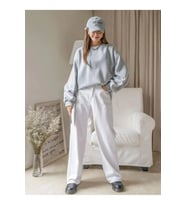 Kadın 3 İplik Pamuklu Oversize Yarım Fermuarlı Yakalı Basic Sweatshirt - Gri