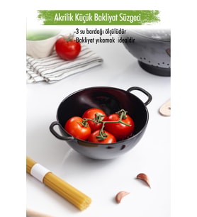 Northcity Akrilik Siyah Mini Pirinç Süzgeçi & Bakliyat Süzgeçi (3 SU BARDAĞI ÖLÇÜLÜ)