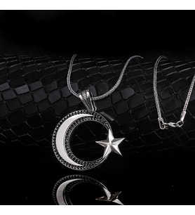 925 AYAR GÜMÜŞ MİKRO TAŞLI AYYILDIZ MODEL MADALYON KOLYE