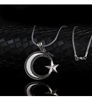 925 AYAR GÜMÜŞ MİKRO TAŞLI AYYILDIZ MODEL MADALYON KOLYE