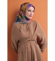Armine Çiçek Desenli Sura İpek Eşarp 9603DS