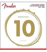 Fender 0730880002 Dura-Tone 880XL 80/20 Coated Akustik Gitar Teli (10-48) Ekstra İnce Takım Yumuşak Çalım ve Dayanıklı Kaplama