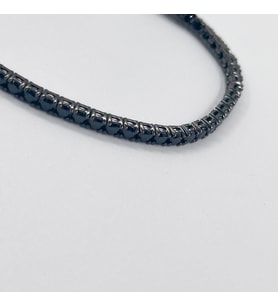 Onix Taşlı Siyah Rodajlı Su Yolu Gümüş Bileklik - 3MM - LVRBLK07