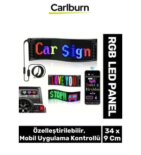 Taşınabilir Özelleştirilebilir Cama Yapıştırılan Mobil Uygulama Kontrollü Araç Oto RGB LED Panel