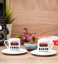 Kişiye Özel Vosvos Minibüs Tasarımlı İkili Türk Kahvesi Fincanı