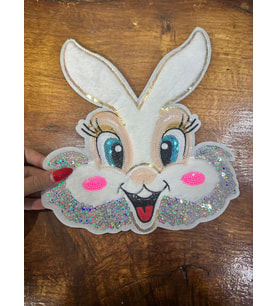 ÜTÜ İLE YAPIŞAN PELUŞ PAYET İŞLEME TAVŞAN ARMA DİKİŞ APLİKE  24X21 CM