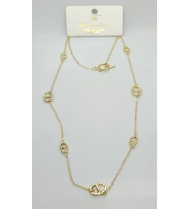 Via Gold Renk Geometrik Detaylı Kolye (max 80 cm)