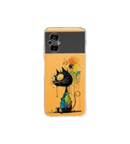 Poco M5 ile Uyumlu Splash Kedi Tasarımlı Şeffaf Silikon Kılıf