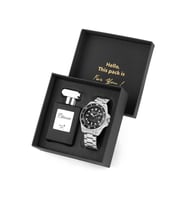 Polo Air Mercek Takvimli Erkek Kol Saati Ve 55 ml Parfüm Seti Gümüş Siyah Renk ST-5013E3 (Gümüş-Siyah)
