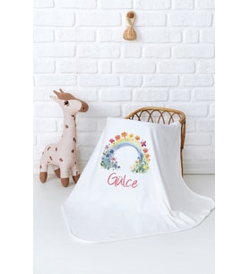 Pia Baby Premium %100 Pamuk Çift Kat Penye Bebek Battaniyesi 80x80 cm 5057-11 (Krem)