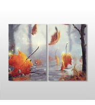 Sonbahar Yaprakları Kanvas Tablo 80x70cm (Karışık)
