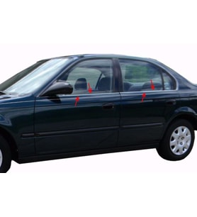 Honda Civic 2002-2006 Vtec2 Krom Cam Çıtası 4 Kapı 4 Parça P.Çelik