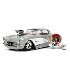 Figürü ve 1957 Chevrolet Corvette Model Aracı