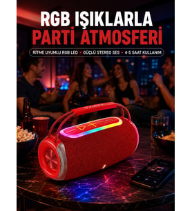 20w Güçlü Ses Çift Sürücülü Rgb Led Işıklı Bluetooth 5.3 Hoparlör