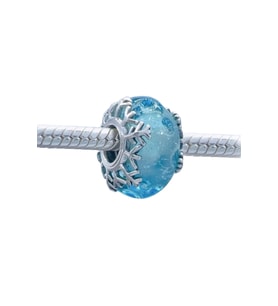 Mavi Kar Tanesi Murano Charm  925 Ayar Gümüş