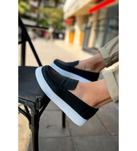 Trendyshose CH421 Erkek Gunluk Rahat Anatomic Ayakkabı (Siyah - Beyaz)