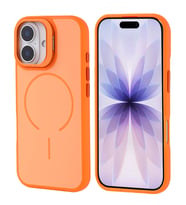 Apple iPhone 17 Kılıf M-safe Şarj Özellikli Kamera Standlı Notron Kapak (Turuncu)