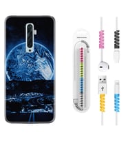 Oppo Reno 2Z 4 Lite 4 Pro 5 6 7 A31 Kılıf Kablo Koruma Spiral Silikon Mavi Gece 1605