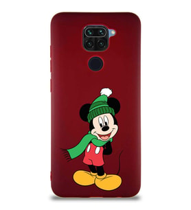 Xiaomi Redmi Note 9 Soft Premier Kapak Mickey Mouse-G Tasarımlı Silikon Kılıf - Mürdüm (Şeffaf)