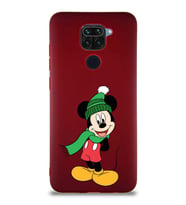 Xiaomi Redmi Note 9 Soft Premier Kapak Mickey Mouse-G Tasarımlı Silikon Kılıf - Mürdüm (Şeffaf)