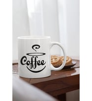 Coffee Baskılı Porselen Kupa Bardak