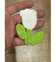 8X7 CM DOKUMA İŞLEME LALE ÇİÇEK ARMA YAMA DİKİŞ AKSESUARI (Beyaz)