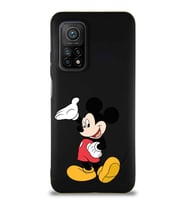 Xiaomi Mi 10T Soft Premier Kapak Mickey Mouse-C Tasarımlı Silikon Kılıf - Siyah (Şeffaf)