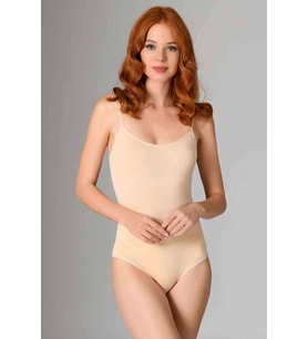 İp Askılı Kadın Çıtçıtlı Body Ten Rengi