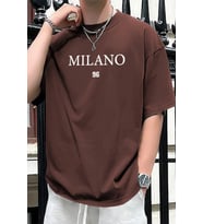 Erkek Milano Baskılı Oversize Tshirt (Kahverengi)