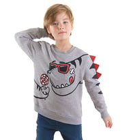 Şekerci Dinozor Erkek Çocuk Gri Sweatshirt