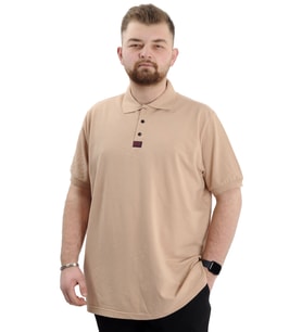 Mode XL Büyük Beden Erkek T-Shirt Polo Yaka Klasik U24328 Bej