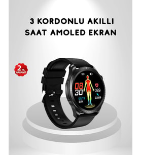 Amoled Ekranlı Akıllı Saat – 3 Kordon Seçenekli, Suya Dayanıklı, Atış Uyku Takip Özellikli