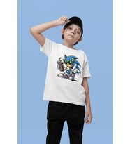 Havalı Sonic Baskılı Unisex Çizgi Film Çocuk Tişört (1-12 Yaş)