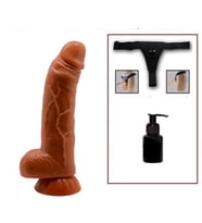 ETSMagaza Yeni Nesil Çift Katmanlı Belden Bağlamalı 18 cm Realistik Dildo Penis