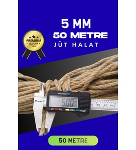 5 MM 50 Metre Jüt Halat Dekoratif Hasır İp Urgan Süs