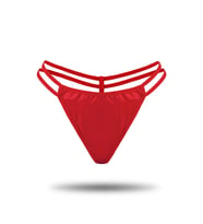 TİSTA Kadın Çift İpli Saten Tanga (Kırmızı)