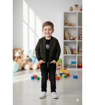 Erkek Çocuk Hırka Tişört ve Kot Pantolonlu 3'lü Takım