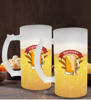 BK Gift Kişiye Özel İsimli 2’li Buzlu Cam Bira Bardağı 50cl-105 (Beyaz)