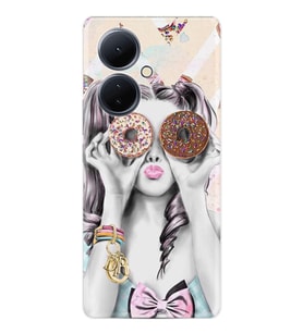 Vivo V29 Lite Kılıf Resimli Desenli Baskılı Silikon Donut Girl 1408