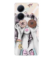 Vivo V29 Lite Kılıf Resimli Desenli Baskılı Silikon Donut Girl 1408