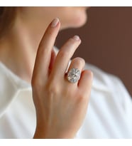 Sky Diamond Baget Oval Kesimli Gümüş Yüzük