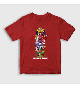Presmono Unisex Çocuk Kırmızı All Undertale T-Shirt 31650tt (Kırmızı)