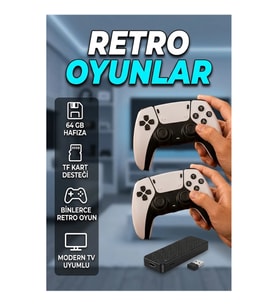 HDMI 64GB Retro Oyun Konsolu 2 Kişilik Kablosuz Oyun Çubuğu 4K Destekli