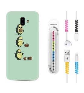 Samsung J6 Plus J7 Prime J7 Pro M20 Kılıf Kablo Koruma Spiral Silikon Avokadolar1352