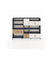 Arges Dolap 13 Raflı 3 Çekmeceli 5 Kapaklı 220x30x163 Antrasit-Aytaşı/Çam