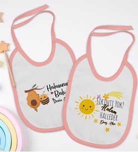 BK Kids Kişiye Özel Hala Tasarımlı 2’li Pembe Mama Önlüğü-1