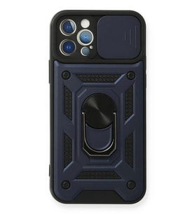 Durukar® iPhone 12 Pro Kılıf Pars Lens Yüzüklü Silikon - Lacivert