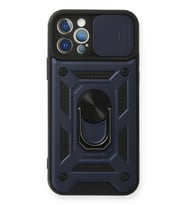 Durukar® iPhone 12 Pro Kılıf Pars Lens Yüzüklü Silikon - Lacivert