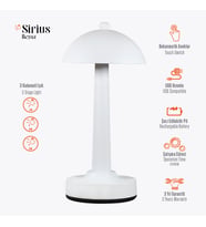 Light Design Beyaz Sirius Dokunmatik, Şarj Özellikli, Kablosuz, Pilli, Ledli Masa Lambası