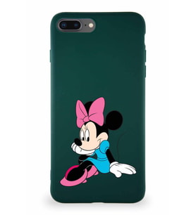 Apple iPhone 7 Plus Soft Premier Kapak Minnie Mouse-E Tasarımlı Silikon Kılıf - Yeşil (Şeffaf)